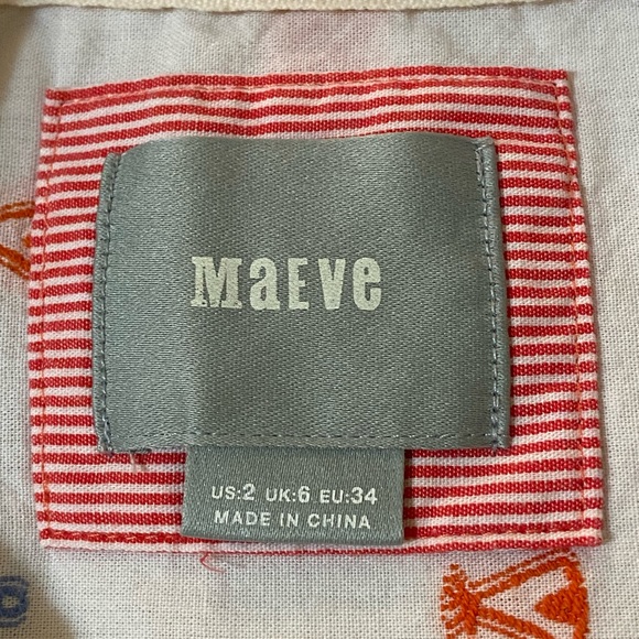 Maeve Anthropologie Blouse Size 2 Miette Teepee Camping Buttons Long Sleeves - Picture 5 of 8